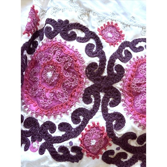 Pottery Barn Kids Twin Bed Shirt-Embroidered Purple/Pink/Silver - Picture 3 of 5